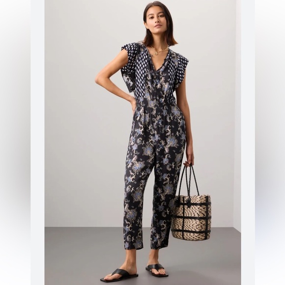 Rebecca Taylor NYC Paisley Printed Jumpsuit Silk Blend - Picture 1 of 8